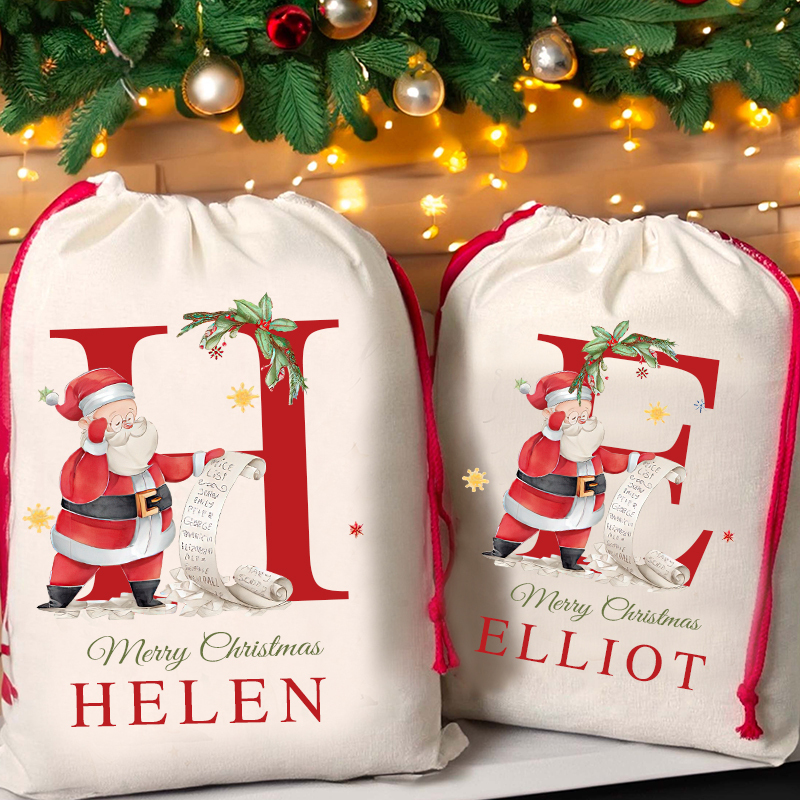 Personalized Initials & Name Christmas Gift Sack