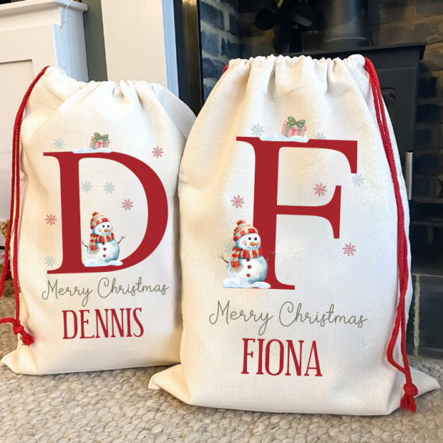 Personalized Initials & Name Christmas Gift Sack
