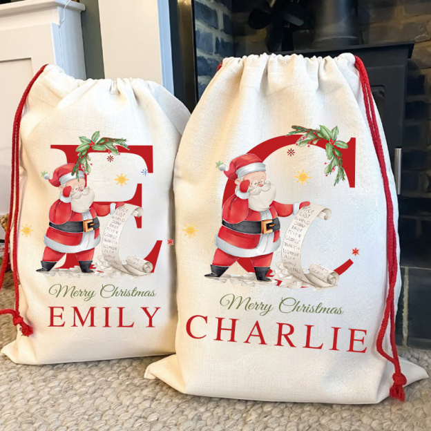 Personalized Initials & Name Christmas Gift Sack