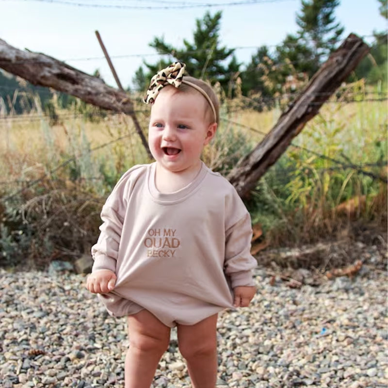 Personalized Embroidery Kids Cozy Soft Sweatshirt Romper | inRomper01