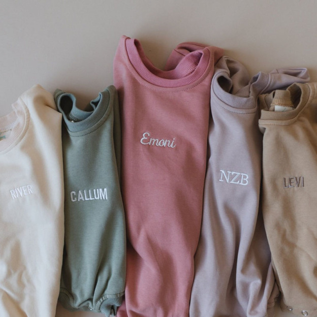 Personalized Embroidery Kids Cozy Soft Sweatshirt Romper | inRomper01