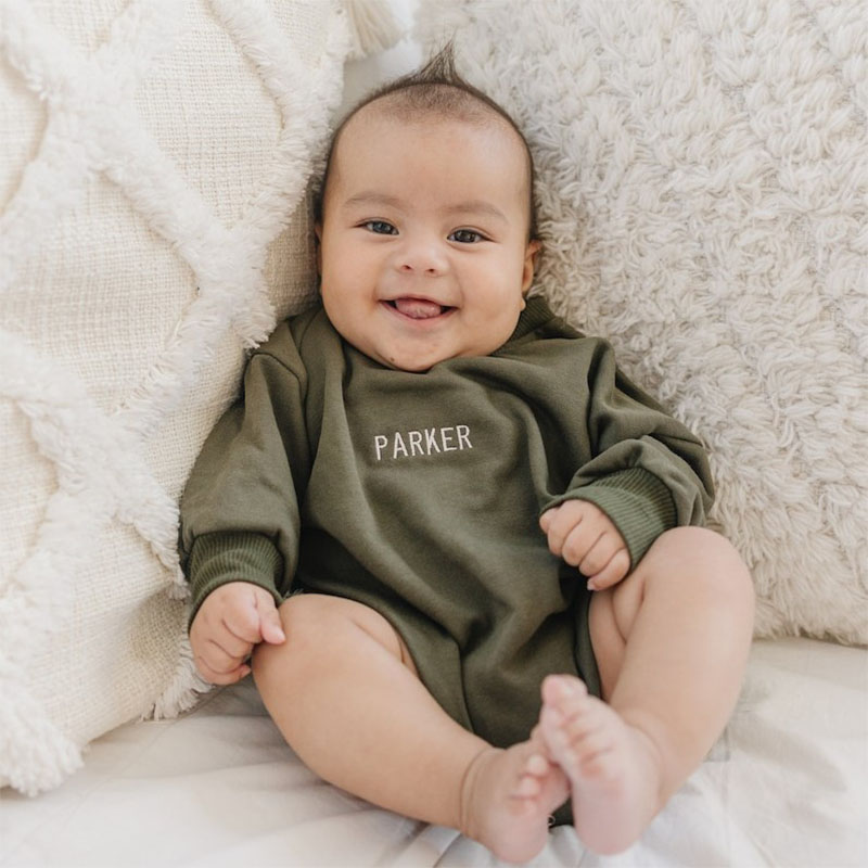 Personalized Embroidery Kids Cozy Soft Sweatshirt Romper | inRomper01