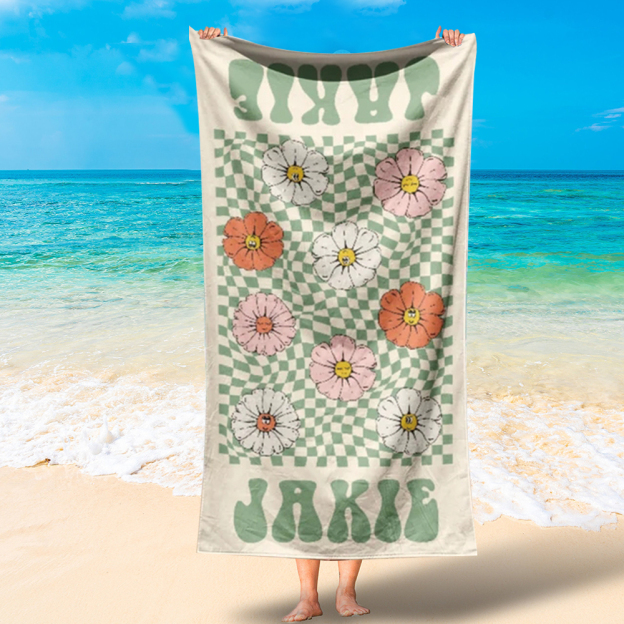 Personalized Flowers Beach Towel for Summer & Beach | KKTowel54