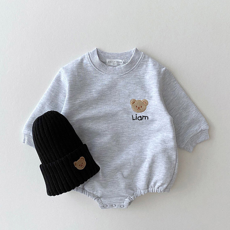 Personalized Embroidery Kids Cute Bear Sweatshirt Romper | inRomper07