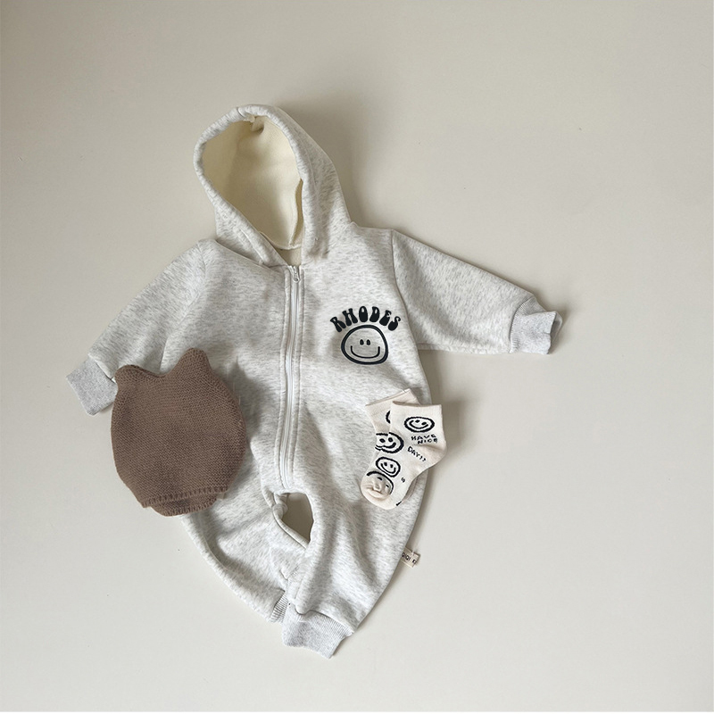 Personalized Kids Smile Face Zip Sweatshirt Romper