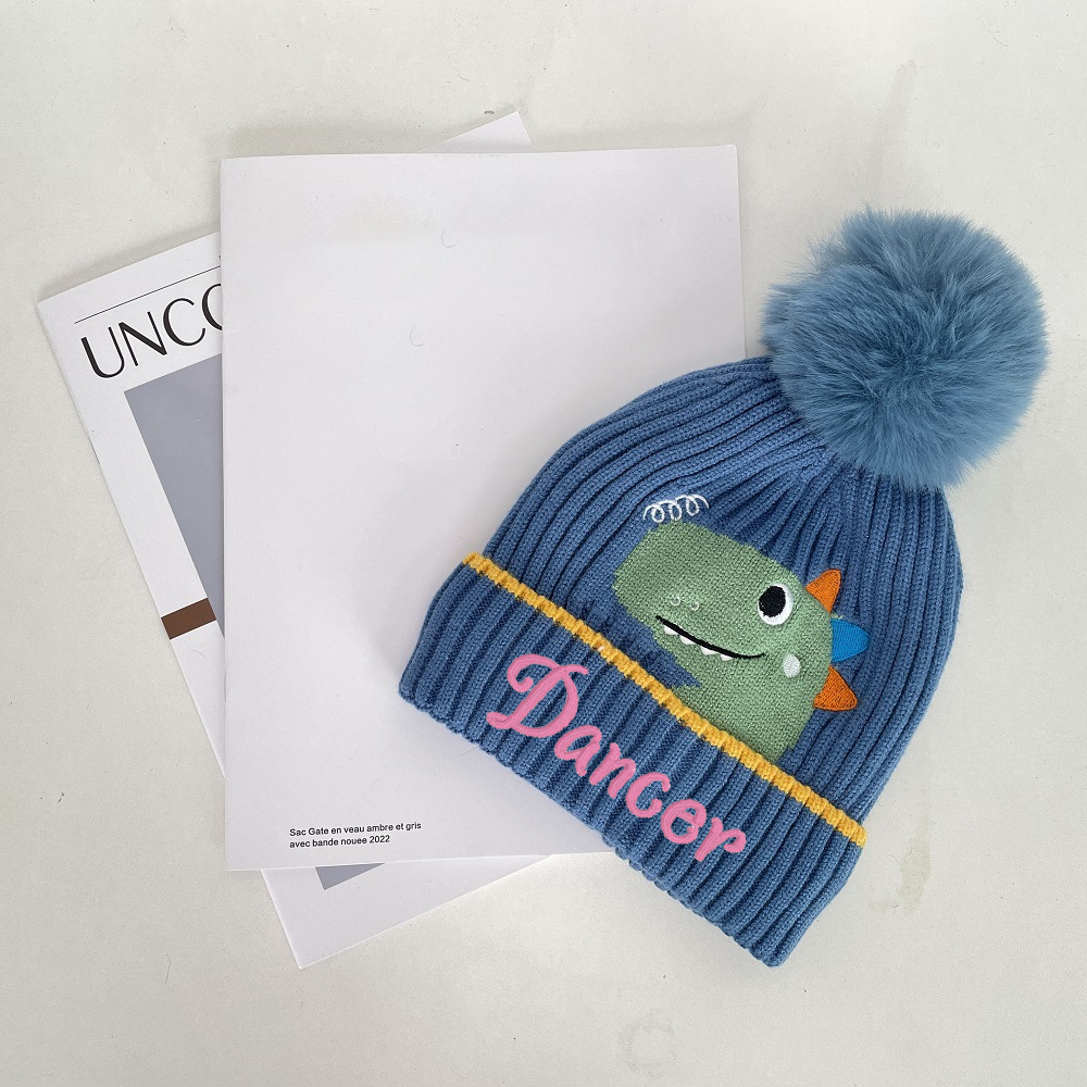 Personalized Embroidery Dinosaur Pom Pom Hat for Comfort & Unique | HSKid20