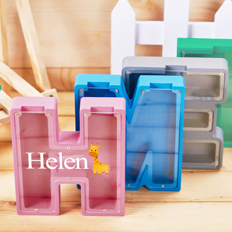 Personalized Kid Cute Wood Letter Money Boxes
