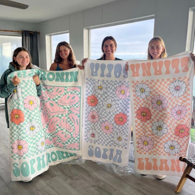 Personalized Smiling face Flowers Beach Towel