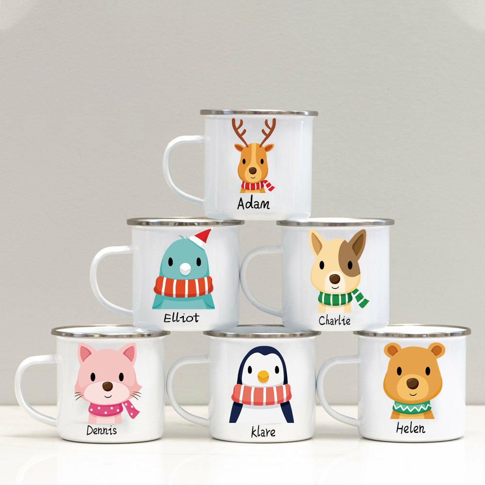 Personalised 12oz Winter Animals Mugs for Kids