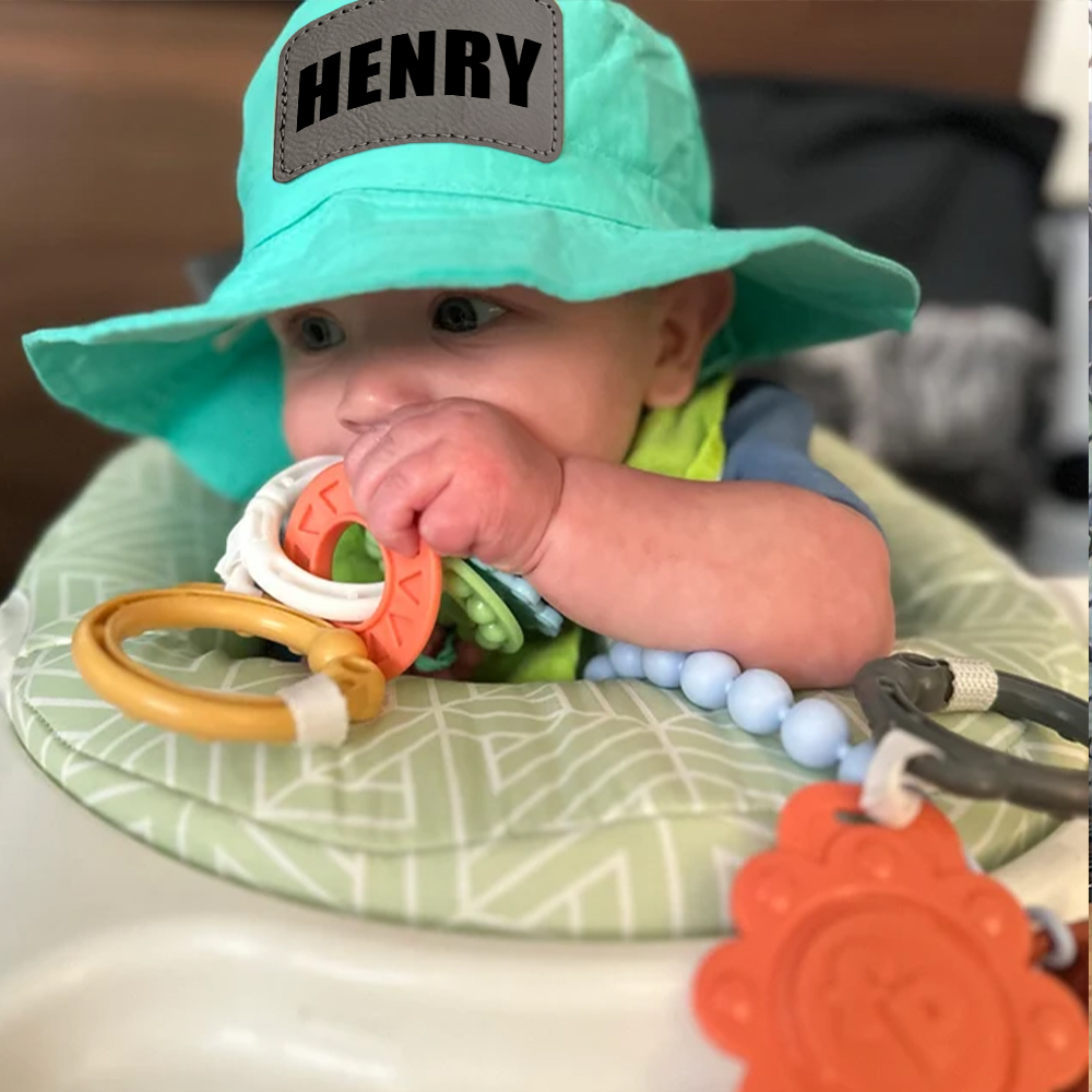 Personalized Kids Leather Patch Bucket Hat