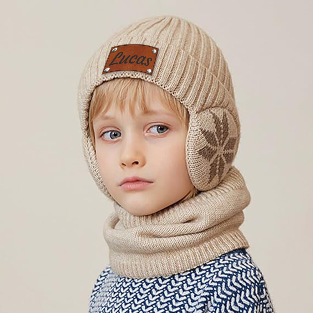 Personalized Kid Winter Beanie Knitted Hats Scarf Set 