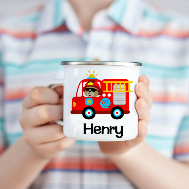Personalised 12oz Fire Truck Mugs for Kids  | KidMug25
