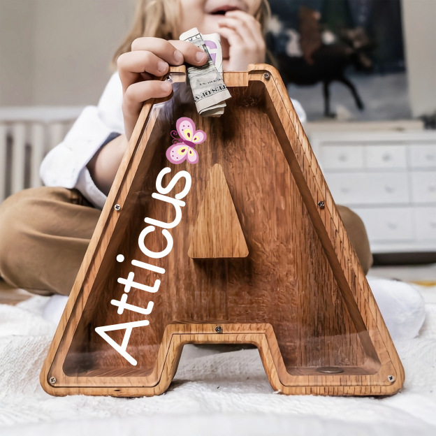 Personalized Kid Cute Wood Letter Money Boxes