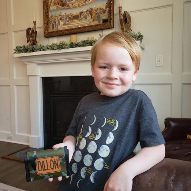 Personalized Kid Leather Patch Camo Wallet