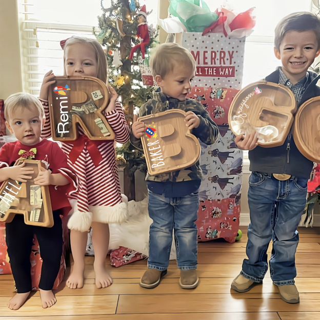 Personalized Kid Cute Wood Letter Money Boxes