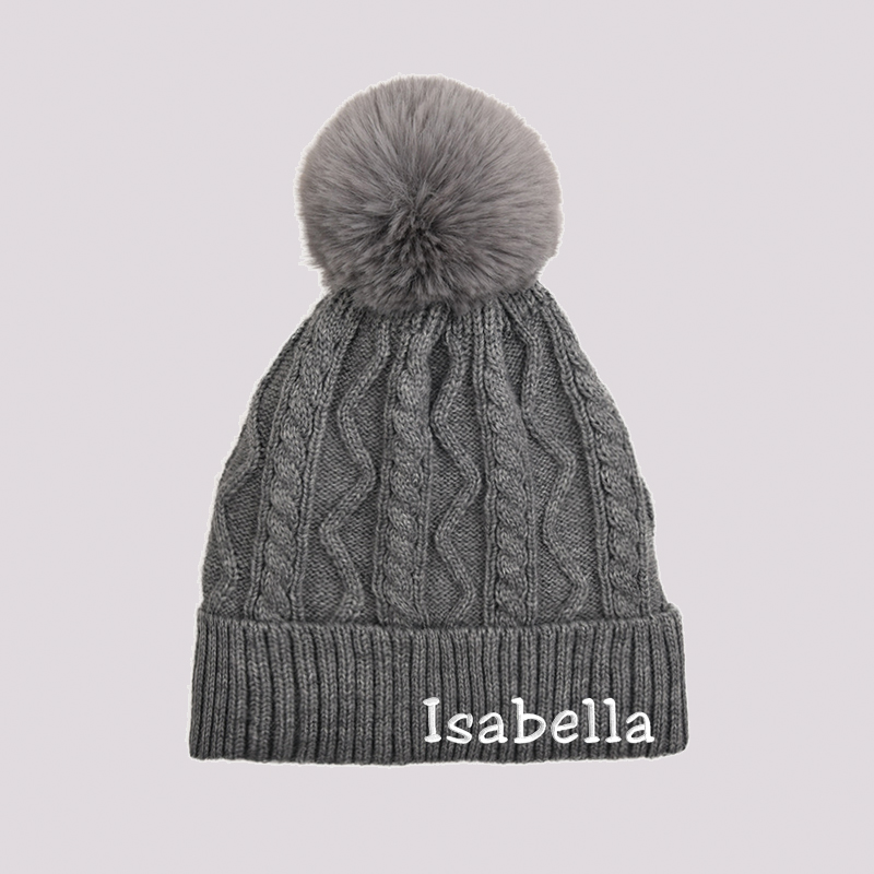 Personalized Embroidery Detachable Pom Pom Hat for Comfort & Unique | HSKid10