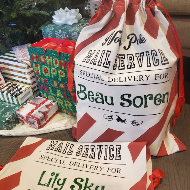 Personalized Name Christmas Gift Striped Sack