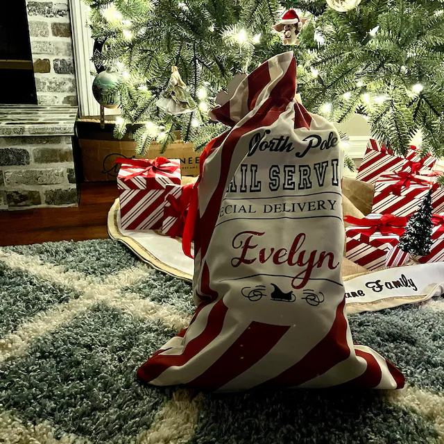 Personalized Name Christmas Gift Striped Sack