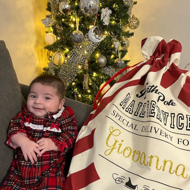 Personalized Name Christmas Gift Striped Sack