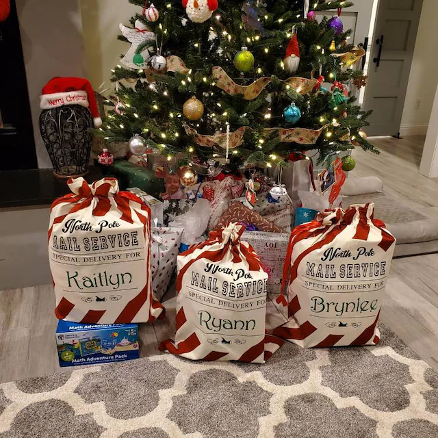 Personalized Name Christmas Gift Striped Sack