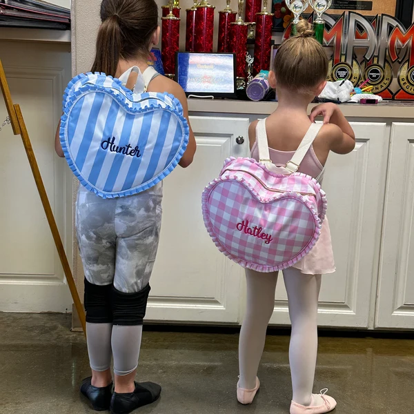 Personalized Girl Embroidered  Name Heart Backpack