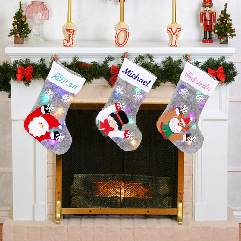 Personalized LED Light up Embroidered Christmas Stocking