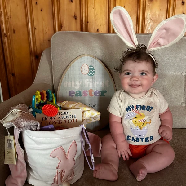 Personalized Easter Embroidered Bunny Basket 