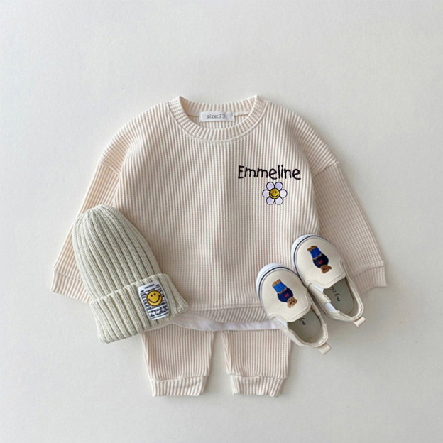 Personalized Embroidered Kids Sun Flower Jogger Set | inSet26 (Beanie and Shoes not included)