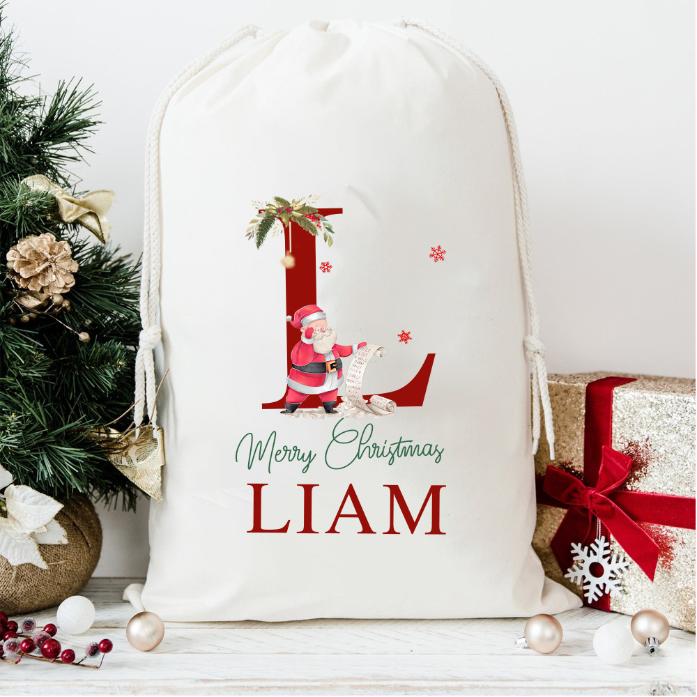 Personalized Name & Initial Christmas Gift Sack | MCGift10