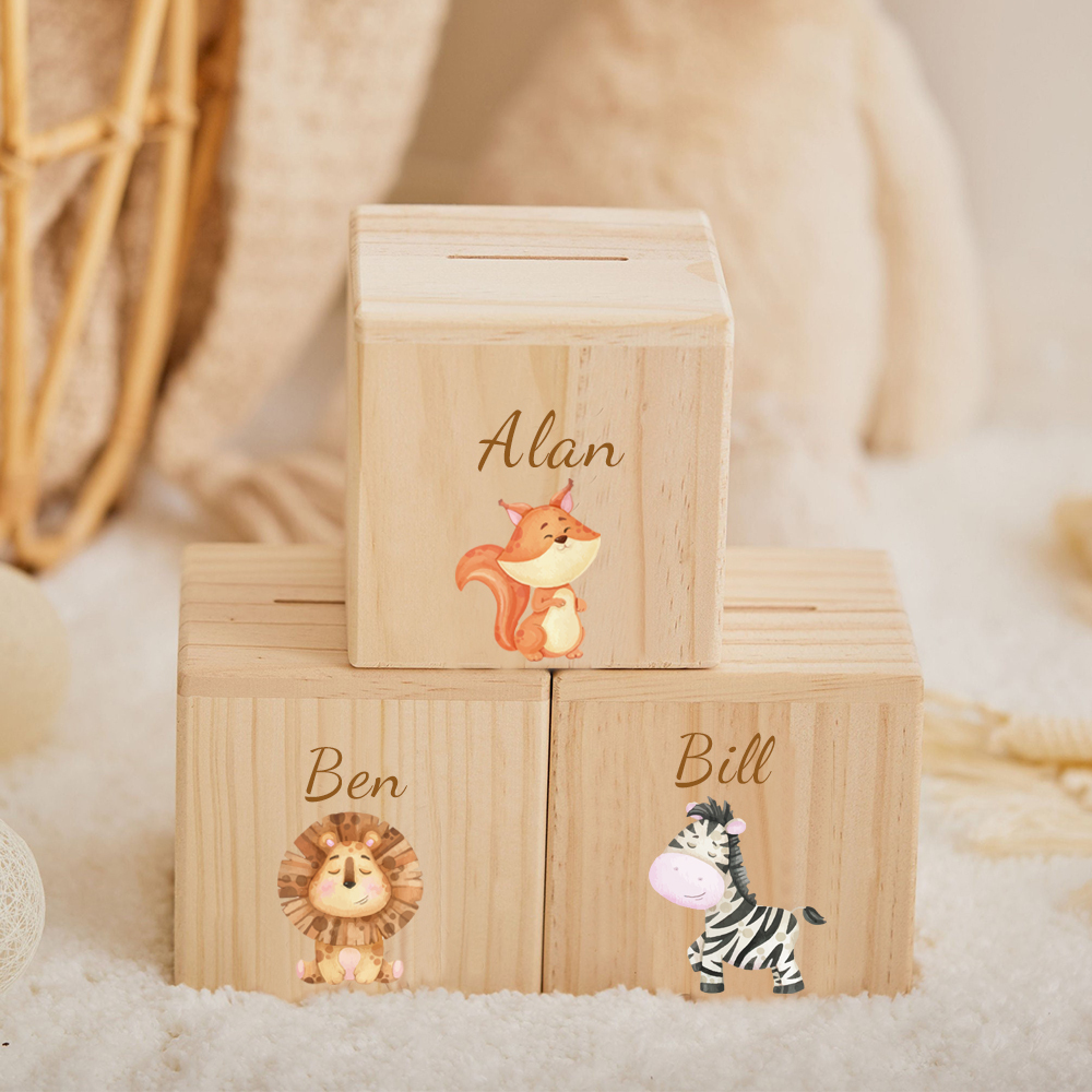 Personalized Kid Cute Animal Wooden Money Boxes