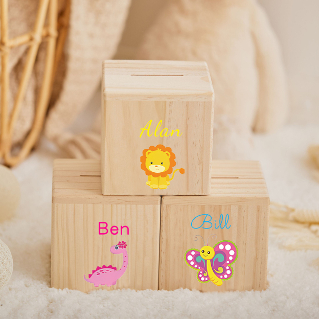 Personalized Kid Cute Animal Wooden Money Boxes