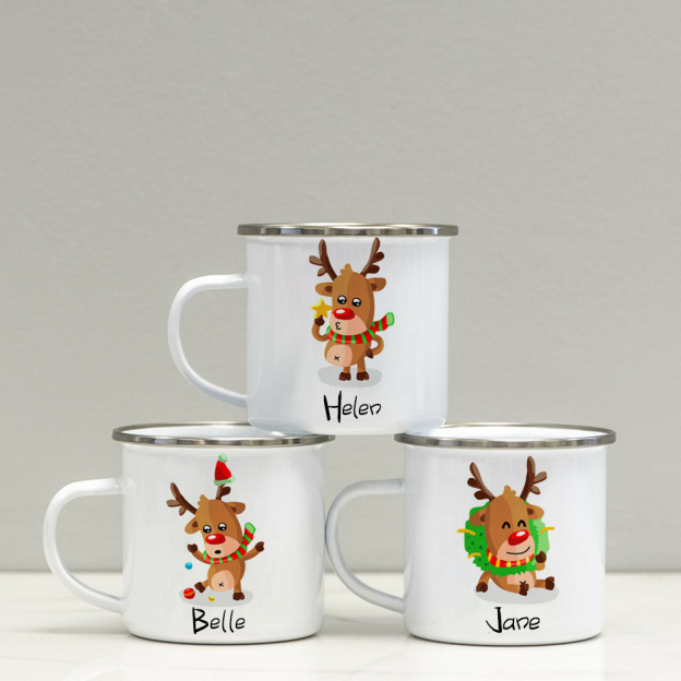 Personalised 12oz Christmas Elks Mugs for Kids  | KidMug22