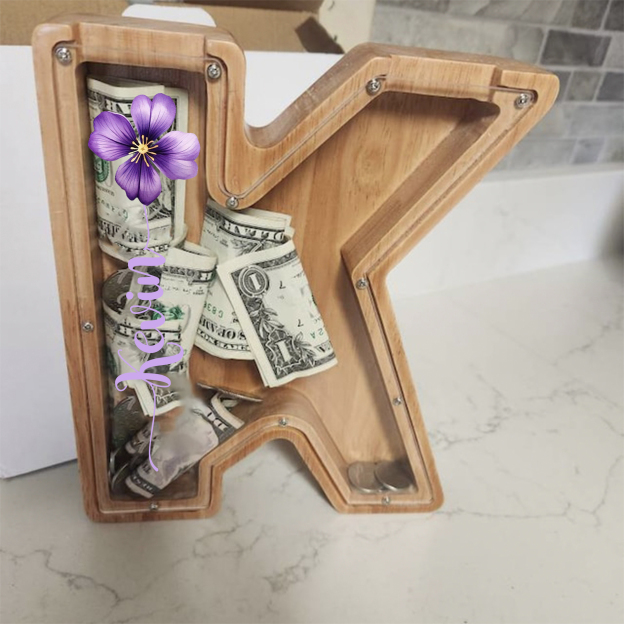Personalized Kid Cute Wood Letter Birth Flower Money Boxes
