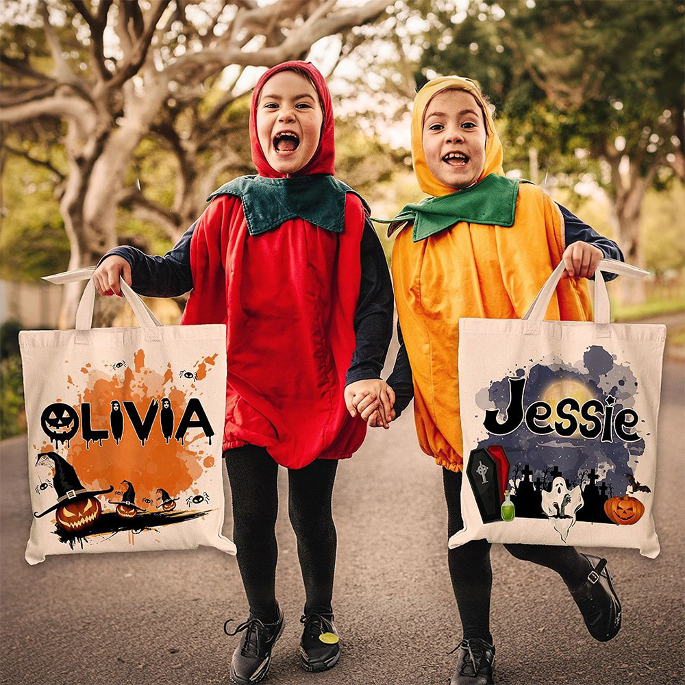 Personalized Halloween Trick or Treat Tote Bag 