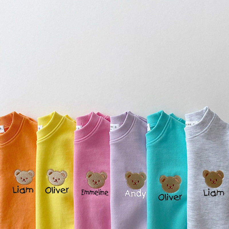Personalized Embroidery Kids Cute Bear Sweatshirt Romper | inRomper07