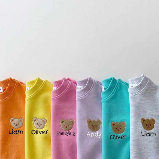 Personalized Embroidery Kids Cute Bear Sweatshirt Romper | inRomper07