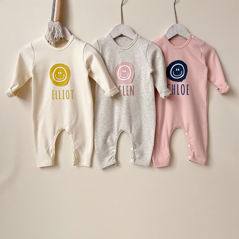 Personalized Kids Cozy Smile Face Sweatshirt Romper | inRomper12