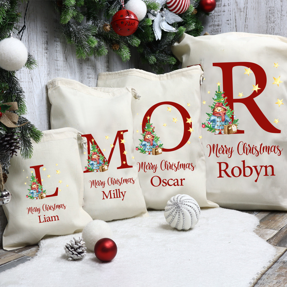 Personalized Name & Initial Christmas Gift Sack | MCGift10