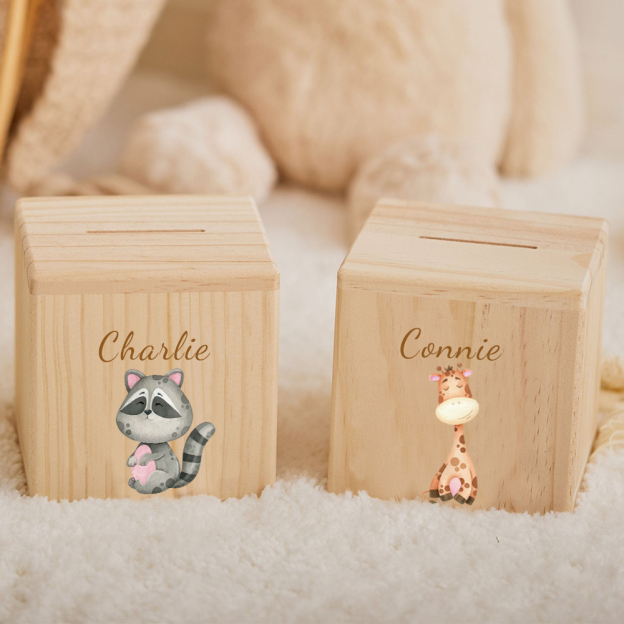 Personalized Kid Cute Animal Wooden Money Boxes