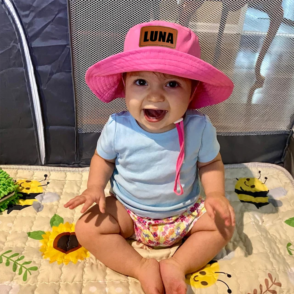 Personalized Kids Leather Patch Bucket Hat
