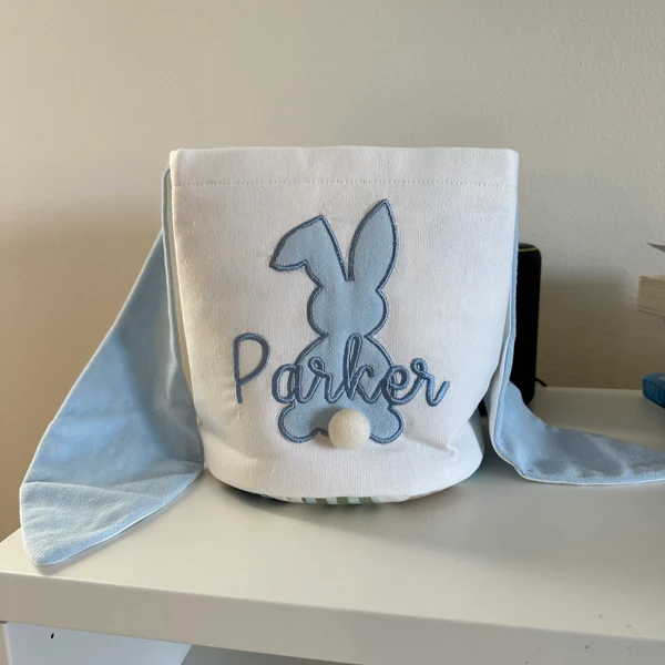 Personalized Easter Embroidered Bunny Basket 
