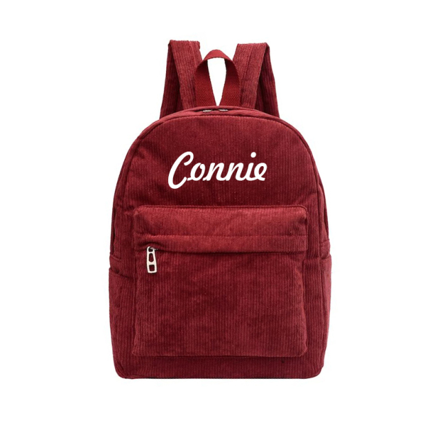 Personalized Embroidery Kid Corduroy Backpack