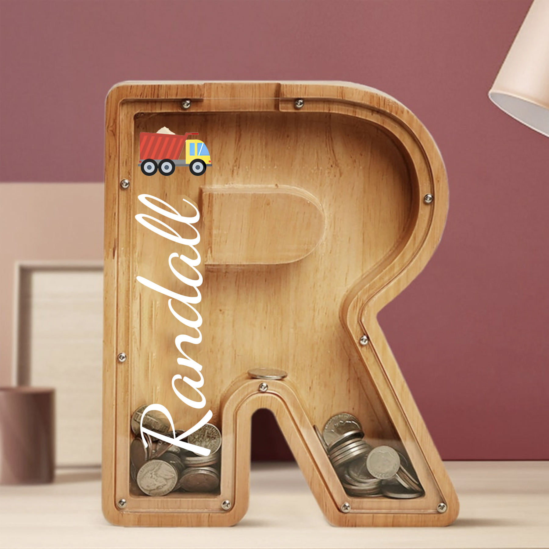 Personalized Kid Cute Wood Letter Money Boxes