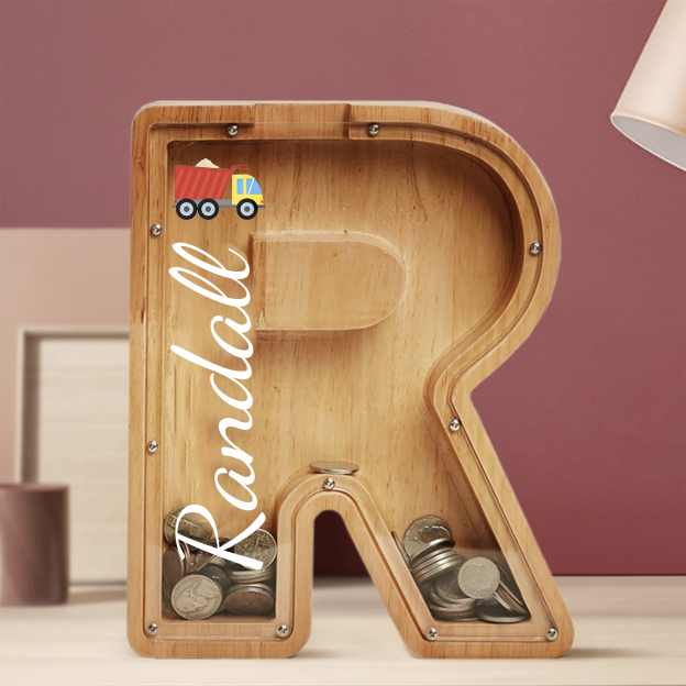 Personalized Kid Cute Wood Letter Money Boxes