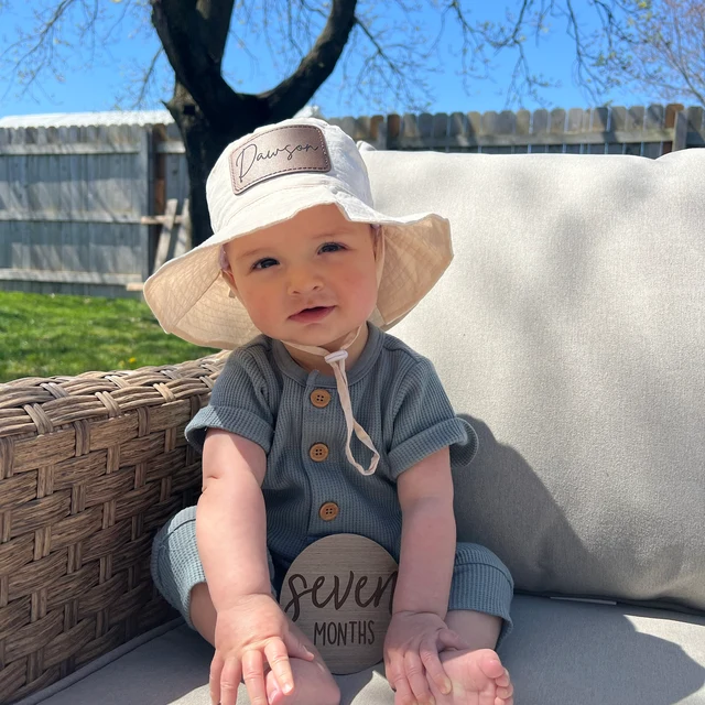 Personalized Kids Leather Patch Bucket Hat