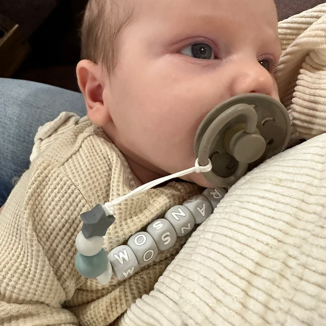 Personalized Baby Pacifier Clip & Rattle Ring | CWToy17
