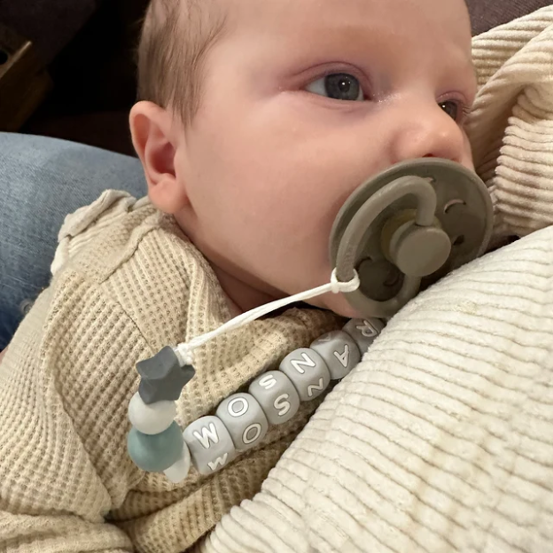 Personalized Baby Pacifier Clip & Rattle Ring | CWToy17