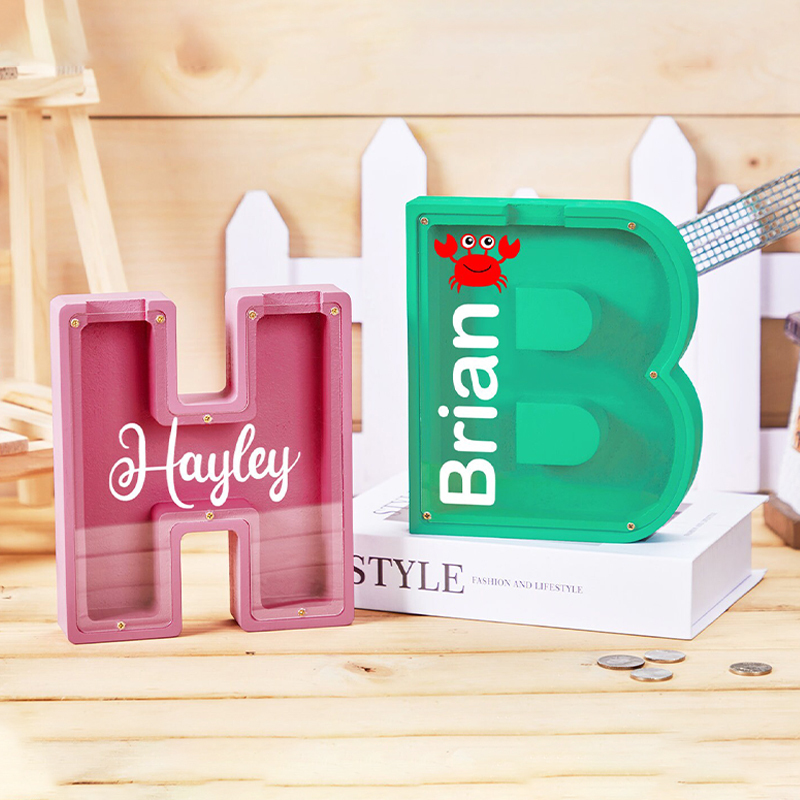 Personalized Kid Cute Wood Letter Money Boxes