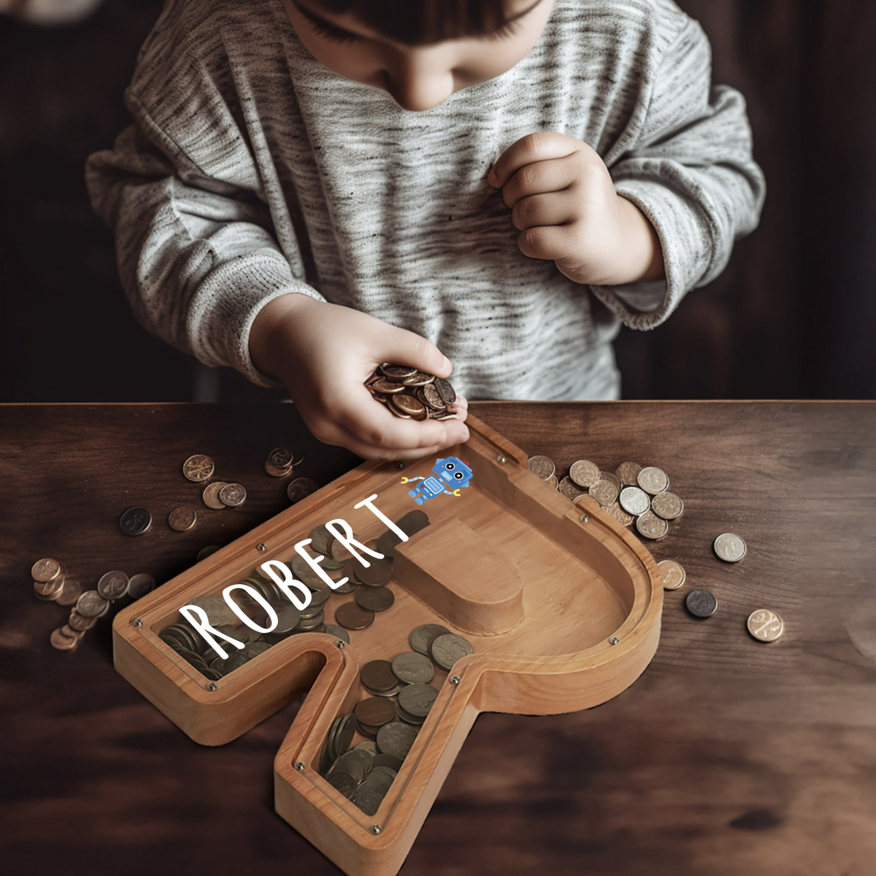 Personalized Kid Cute Wood Letter Money Boxes