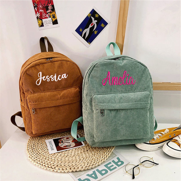 Personalized Embroidery Kid Corduroy Backpack